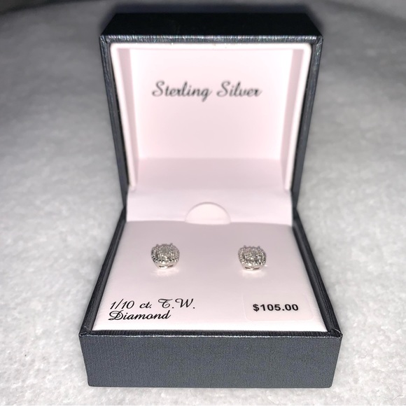 Silver 1/10 CTTW Diamond Earrings - Picture 3 of 5